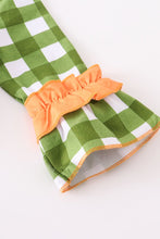 Load image into Gallery viewer, Green Gingham Scarecrow Baby Romper