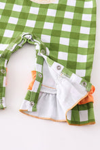 Load image into Gallery viewer, Green Gingham Scarecrow Baby Romper