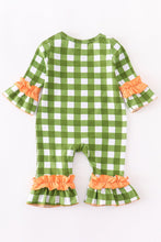 Load image into Gallery viewer, Green Gingham Scarecrow Baby Romper