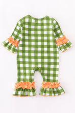 Load image into Gallery viewer, Green Gingham Scarecrow Baby Romper
